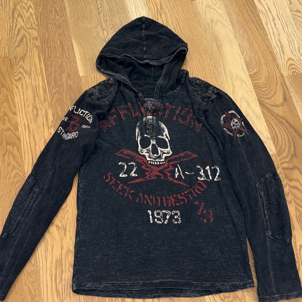 Affliction Y2K Skull Pullover
